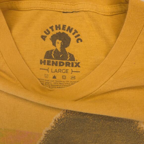 Jimi Hendrix Band Crew Neck Short Sleeve Graphic T Shirt Mens Size L Yellow - Picture 3 of 9